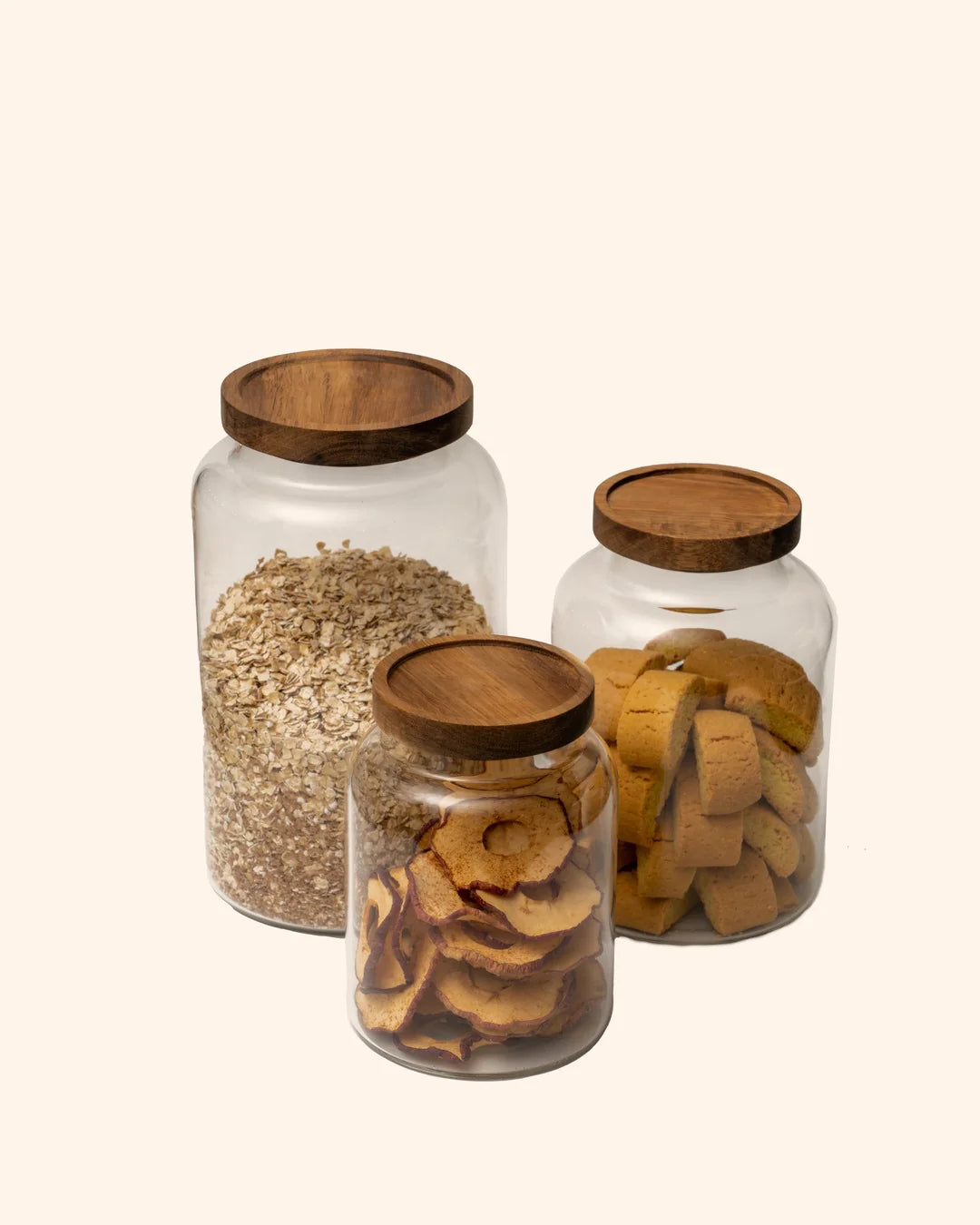 Glasburkar med lock 3-pack