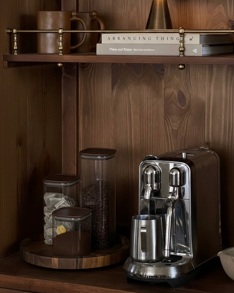 Fyrkantig förvaringsburk Selma med valnötslock set om 3